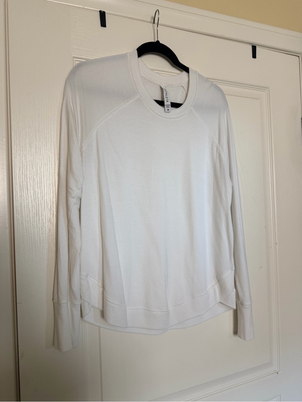 Athleta White Long Sleeve Crew Sweatshirt